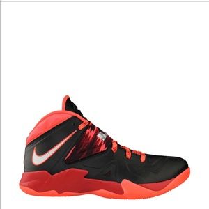 Mens LEBRON JAMES NIKE ZOOM SOLDIER Black, Red, & Neon Orange Shoes Size 11